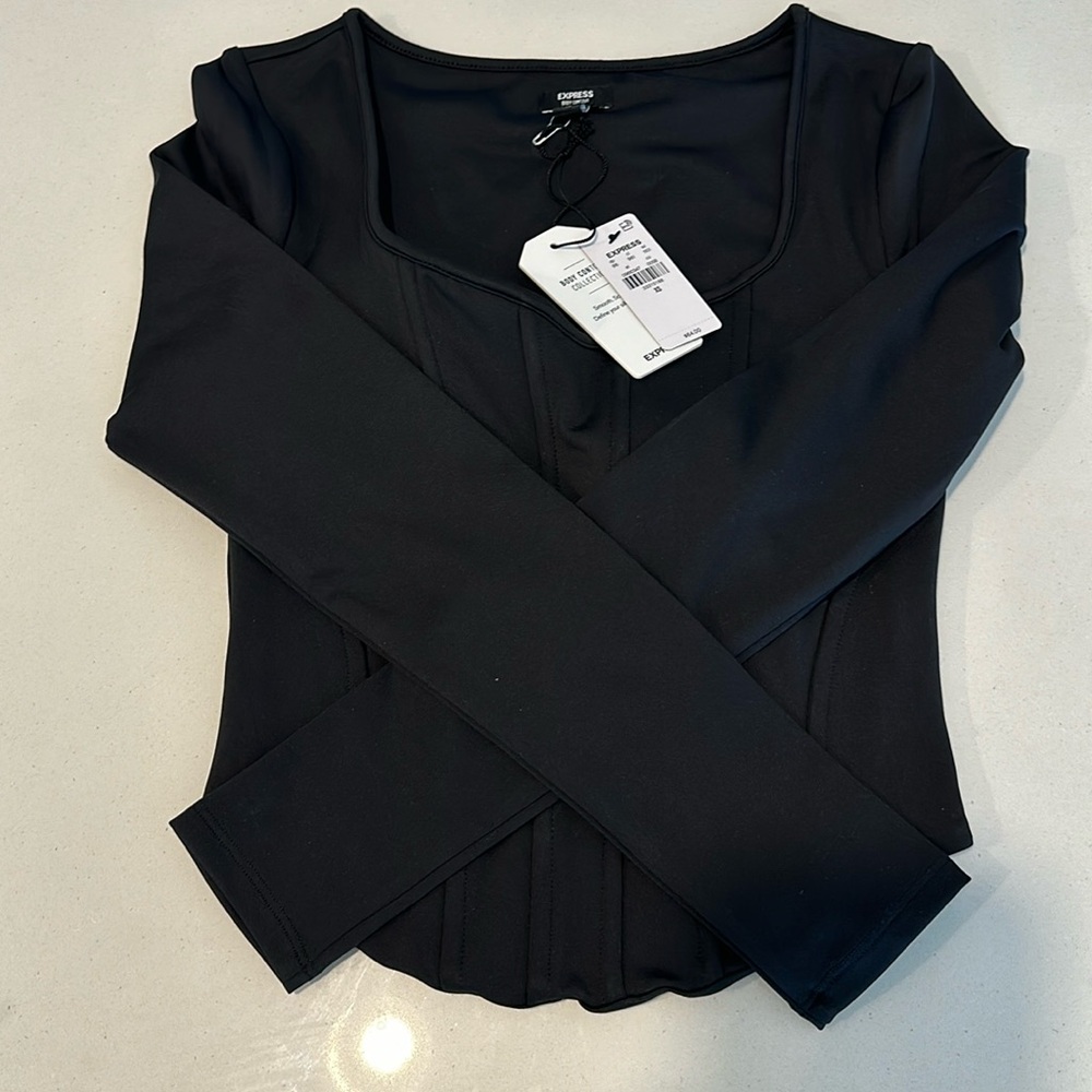 Express Body Contour High Compression Long Sleeve Corset Top